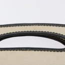 LOEWE Hand Bag Canvas White Gold Auth 151572-8