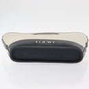 LOEWE Hand Bag Canvas White Gold Auth 151572-5