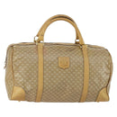 CELINE Macadam Canvas Boston Bag PVC Beige Gold Auth 151574-1