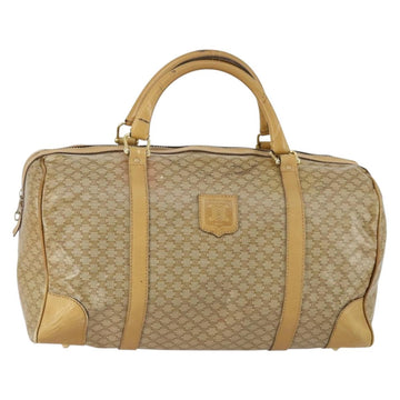 CELINE Macadam Canvas Boston Bag PVC Beige Gold Auth 151574
