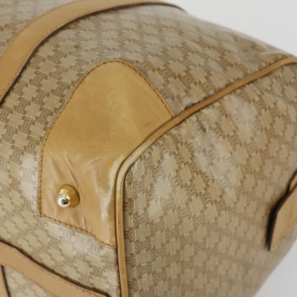 CELINE Macadam Canvas Boston Bag PVC Beige Gold Auth 151574