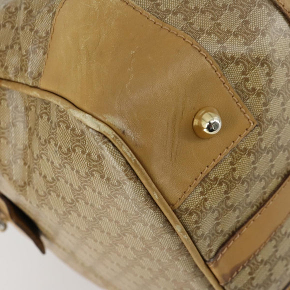 CELINE Macadam Canvas Boston Bag PVC Beige Gold Auth 151574