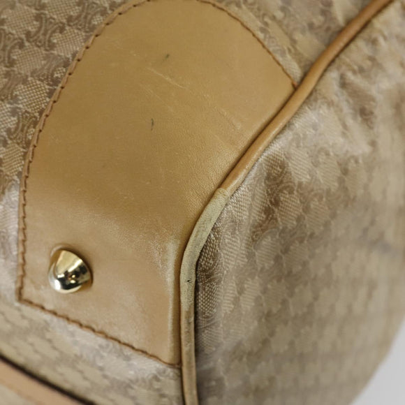CELINE Macadam Canvas Boston Bag PVC Beige Gold Auth 151574