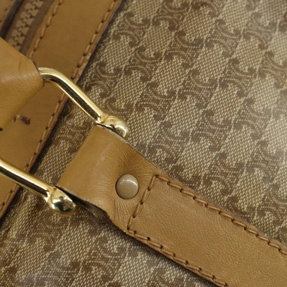 CELINE Macadam Canvas Boston Bag PVC Beige Gold Auth 151574