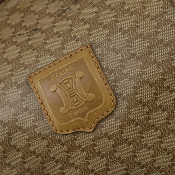 CELINE Macadam Canvas Boston Bag PVC Beige Gold Auth 151574