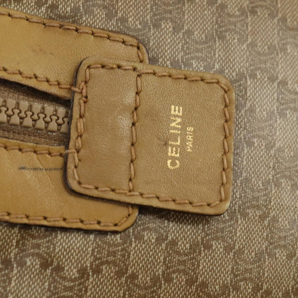 CELINE Macadam Canvas Boston Bag PVC Beige Gold Auth 151574
