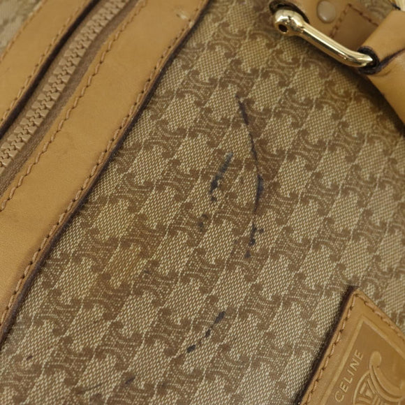 CELINE Macadam Canvas Boston Bag PVC Beige Gold Auth 151574