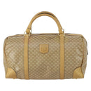 CELINE Macadam Canvas Boston Bag PVC Beige Gold Auth 151574-13