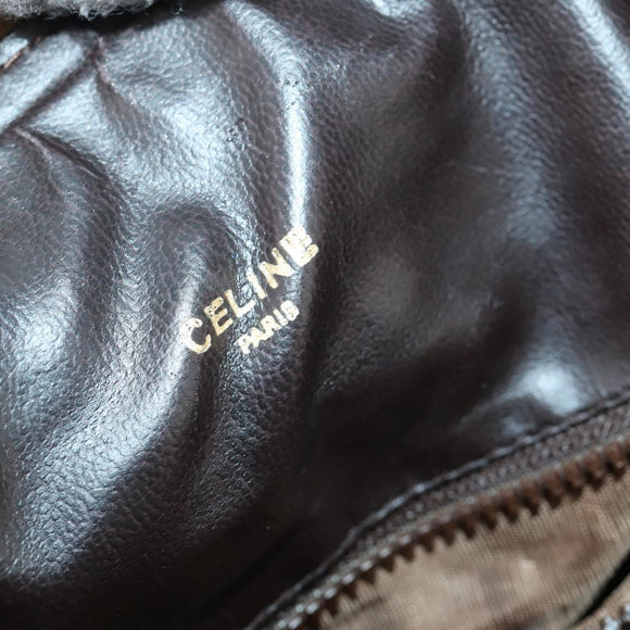 CELINE Macadam Canvas Boston Bag PVC Beige Gold Auth 151574