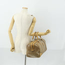 CELINE Macadam Canvas Boston Bag PVC Beige Gold Auth 151574-26