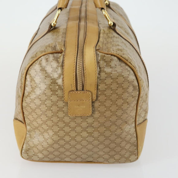 CELINE Macadam Canvas Boston Bag PVC Beige Gold Auth 151574