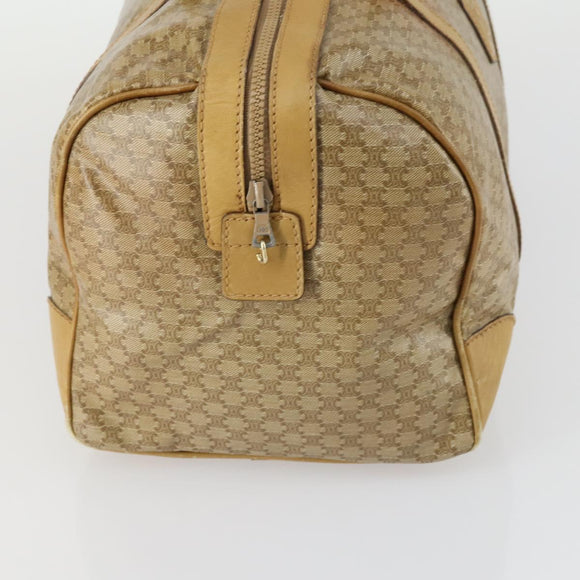 CELINE Macadam Canvas Boston Bag PVC Beige Gold Auth 151574