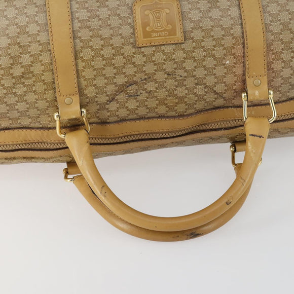CELINE Macadam Canvas Boston Bag PVC Beige Gold Auth 151574