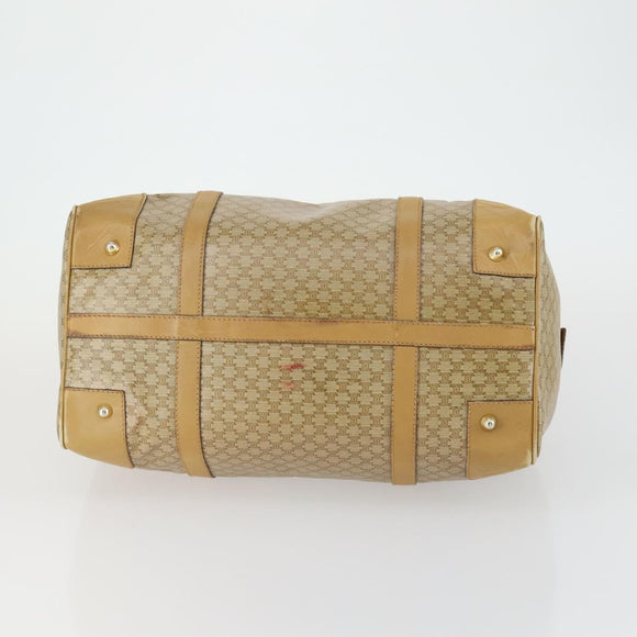 CELINE Macadam Canvas Boston Bag PVC Beige Gold Auth 151574