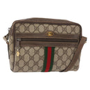 GUCCI GG Supreme Web Sherry Line Bag PVC Beige Gold 32 02 004 Auth 151575-1