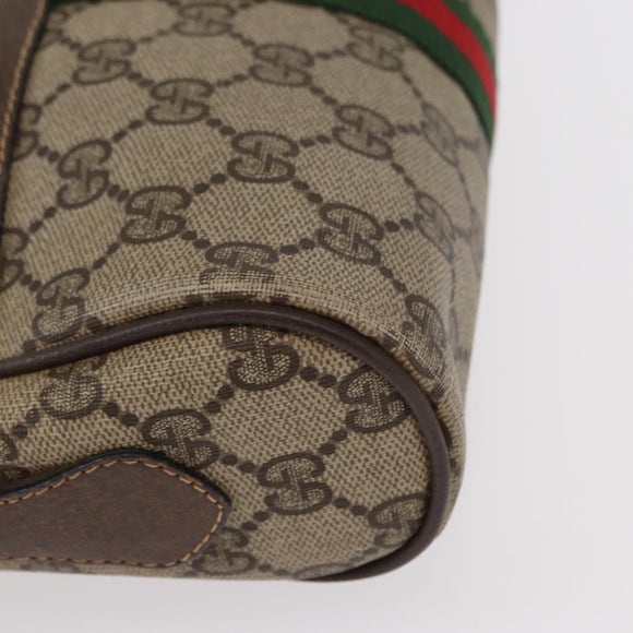 GUCCI GG Supreme Web Sherry Line Bag PVC Beige Gold 32 02 004 Auth 151575