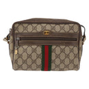 GUCCI GG Supreme Web Sherry Line Bag PVC Beige Gold 32 02 004 Auth 151575-13