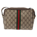 GUCCI GG Supreme Web Sherry Line Bag PVC Beige Gold 32 02 004 Auth 151575-2