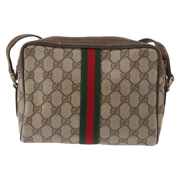 GUCCI GG Supreme Web Sherry Line Bag PVC Beige Gold 32 02 004 Auth 151575 - 0