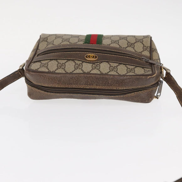 GUCCI GG Supreme Web Sherry Line Bag PVC Beige Gold 32 02 004 Auth 151575