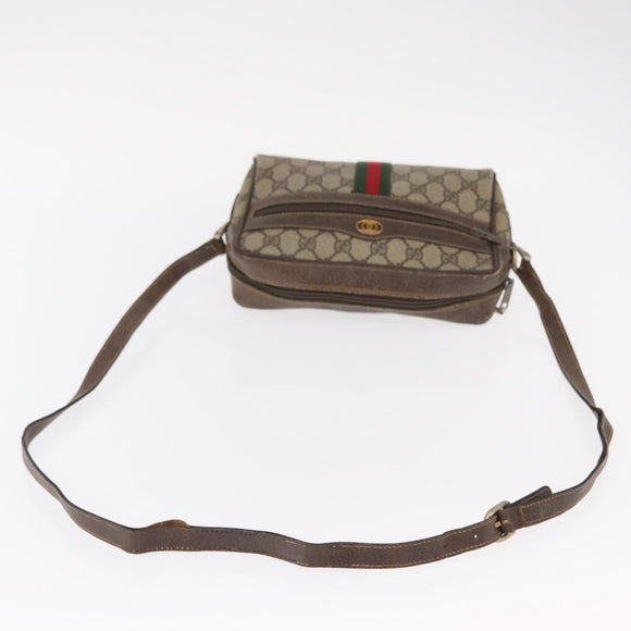 GUCCI GG Supreme Web Sherry Line Bag PVC Beige Gold 32 02 004 Auth 151575