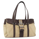 PRADA Hand Bag Nylon Beige Silver Auth 151576-1