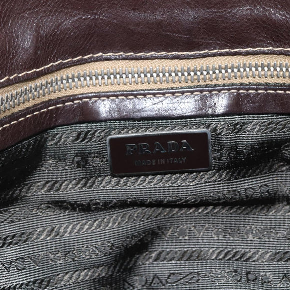 PRADA Hand Bag Nylon Beige Silver Auth 151576