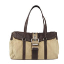 PRADA Hand Bag Nylon Beige Silver Auth 151576-2