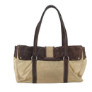 PRADA Hand Bag Nylon Beige Silver Auth 151576-3