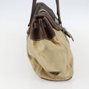 PRADA Hand Bag Nylon Beige Silver Auth 151576-4