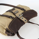 PRADA Hand Bag Nylon Beige Silver Auth 151576-6