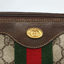 GUCCI GG Supreme Web Sherry Line Bag PVC Beige Gold 378 002 3839 Auth 151577-18