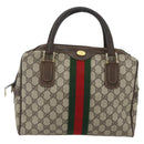 GUCCI GG Supreme Web Sherry Line Bag PVC Beige Gold 378 002 3839 Auth 151577-13