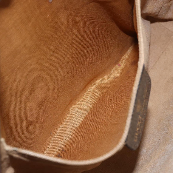 GUCCI GG Supreme Web Sherry Line Bag PVC Beige Gold 378 002 3839 Auth 151577