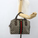 GUCCI GG Supreme Web Sherry Line Bag PVC Beige Gold 378 002 3839 Auth 151577-23