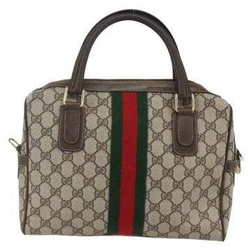 GUCCI GG Supreme Web Sherry Line Bag PVC Beige Gold 378 002 3839 Auth 151577 - 0