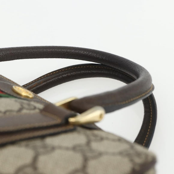 GUCCI GG Supreme Web Sherry Line Bag PVC Beige Gold 378 002 3839 Auth 151577