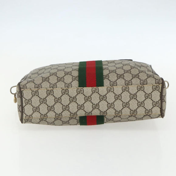 GUCCI GG Supreme Web Sherry Line Bag PVC Beige Gold 378 002 3839 Auth 151577