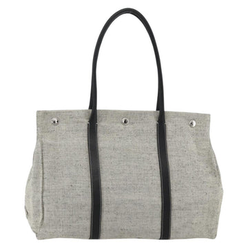 PRADA Tote Bag Canvas Gray Silver Auth 151578