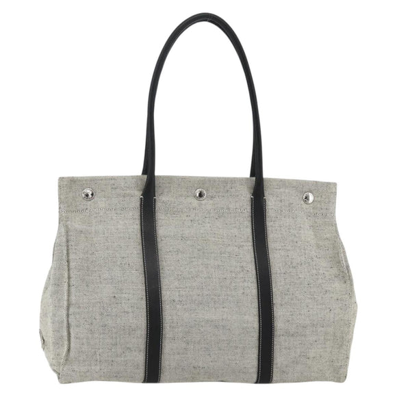 PRADA Tote Bag Canvas Gray Silver Auth 151578