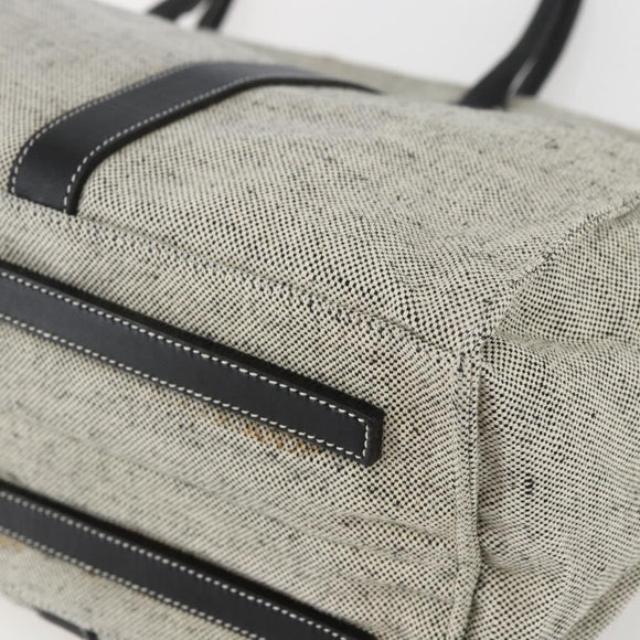 PRADA Tote Bag Canvas Gray Silver Auth 151578