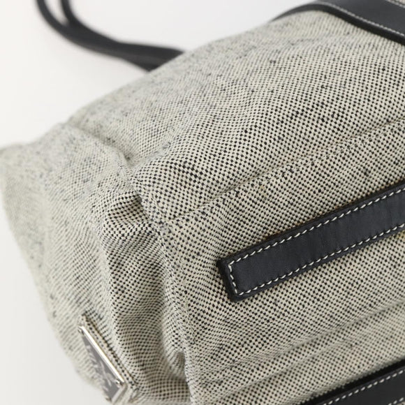 PRADA Tote Bag Canvas Gray Silver Auth 151578