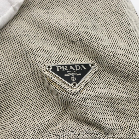 PRADA Tote Bag Canvas Gray Silver Auth 151578