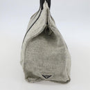 PRADA Tote Bag Canvas Gray Silver Auth 151578-3
