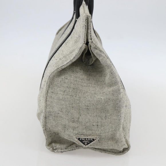 PRADA Tote Bag Canvas Gray Silver Auth 151578
