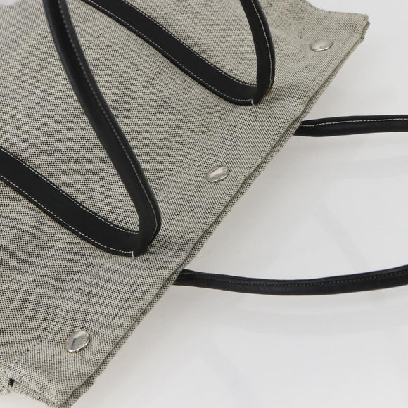 PRADA Tote Bag Canvas Gray Silver Auth 151578