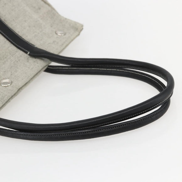 PRADA Tote Bag Canvas Gray Silver Auth 151578