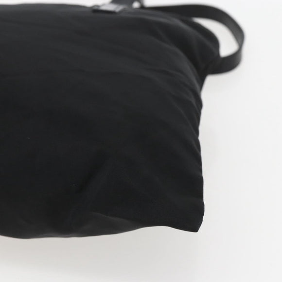 PRADA Tote Bag Nylon Black Silver Auth 151579