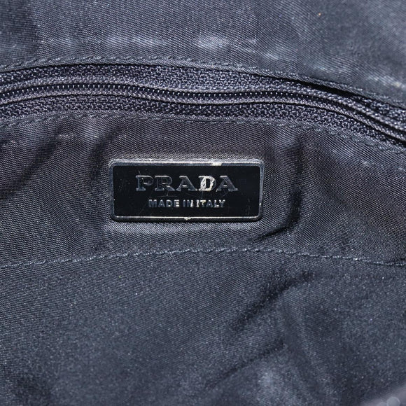 PRADA Tote Bag Nylon Black Silver Auth 151579