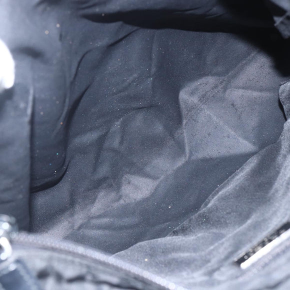 PRADA Tote Bag Nylon Black Silver Auth 151579